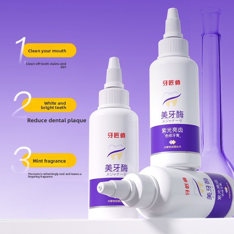 Teeth Whitening Enzymes - Pasta Gigi Pemutih Cahaya Ungu, Penghilang