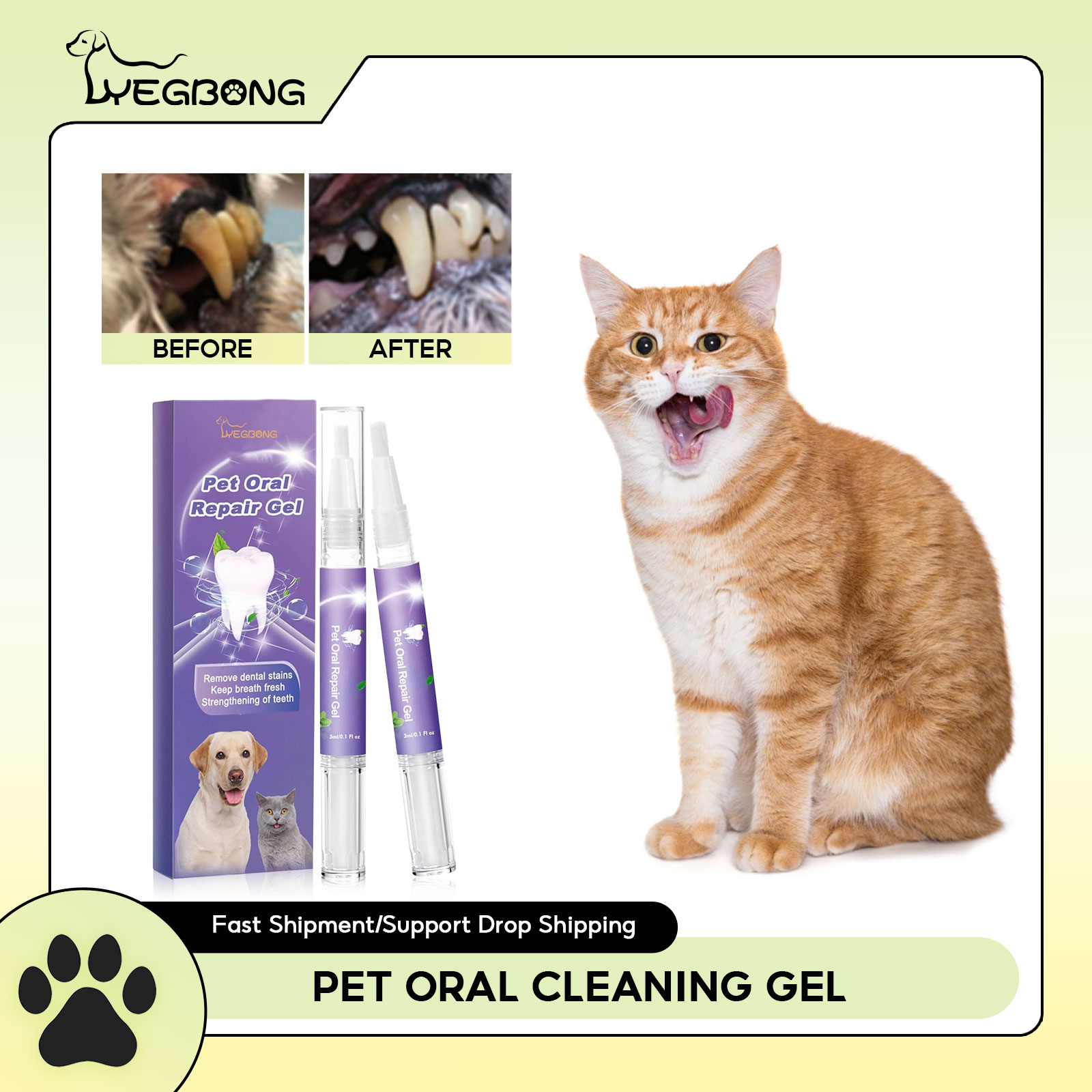 Teeth Whitening Gel - Gel perbaikan mulut hewan peliharaan, penghilang